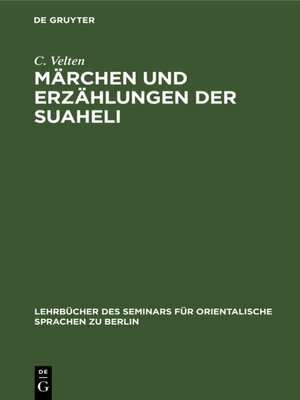 cover image of Märchen und Erzählungen der Suaheli
